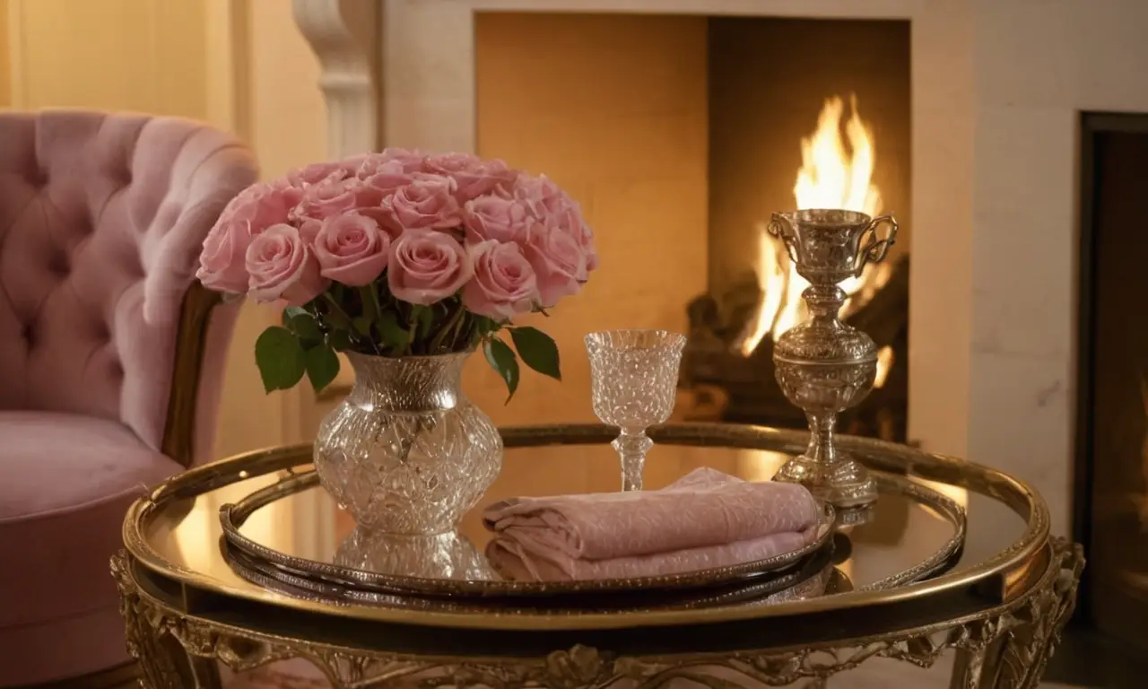 Un escenario romántico y acogedor con detalles en rosa