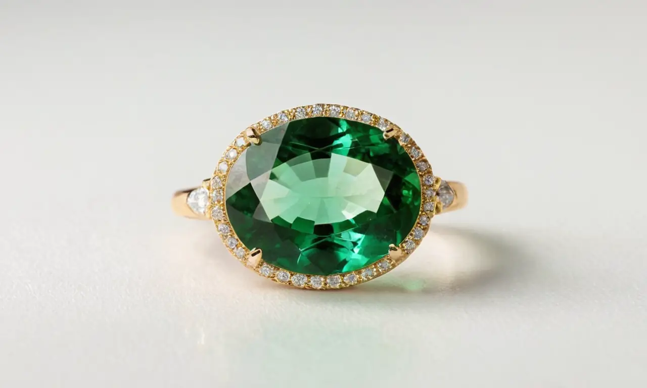 Una piedra verde esmeralda brillante y única cautiva con su belleza