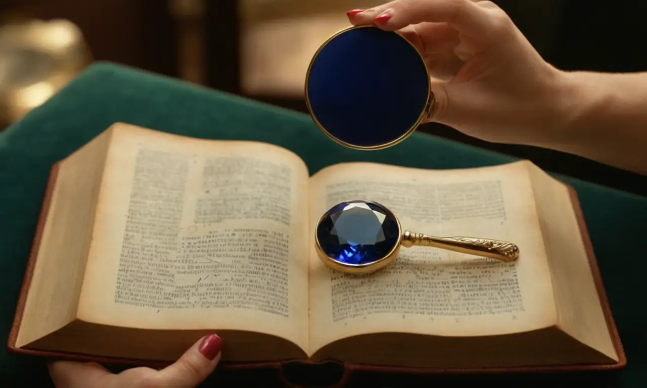 Una joya azul brillante cautiva la mirada de una mujer elegante