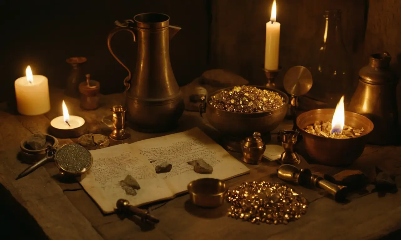 Un laboratorio alquimista antiguo y misterioso