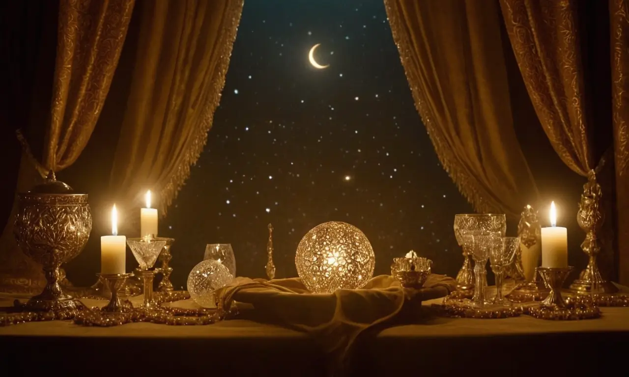 Un escenario mágico y etéreo brilla con luz eterna