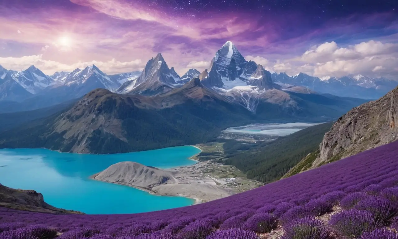 Un paisaje mágico de piedras preciosas y cielos celestes