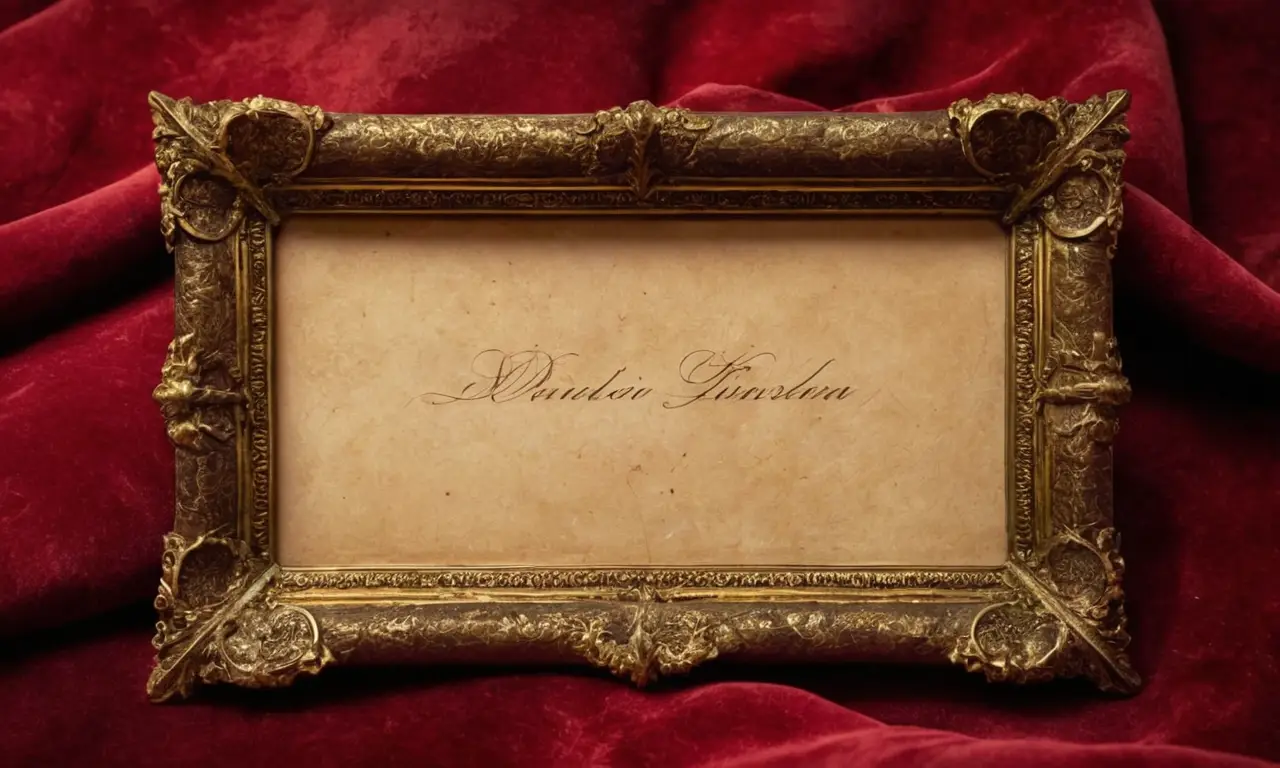 Un rubí antiguo brilla con esplendor en un marco dorado