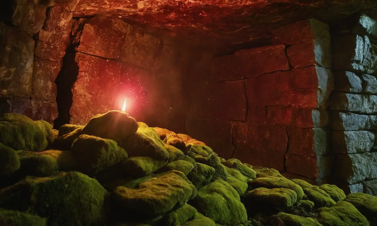 Un rubí ancestral brilla en la oscuridad de una mina mítica