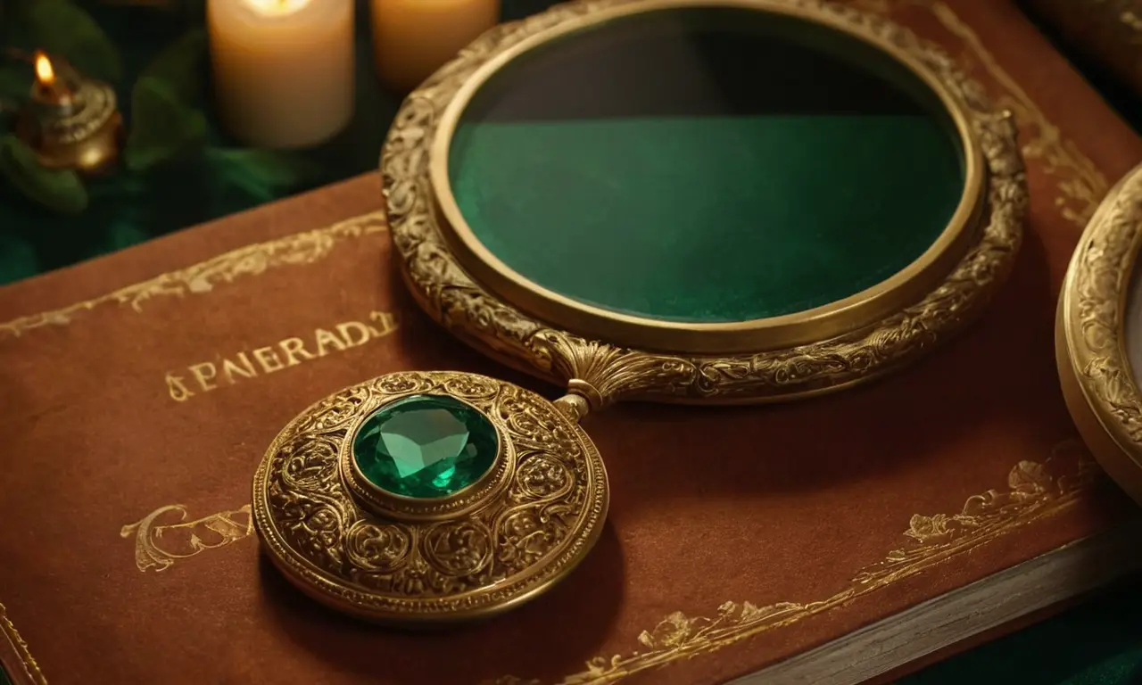 Un esmeralda antigua brilla con luz tenue