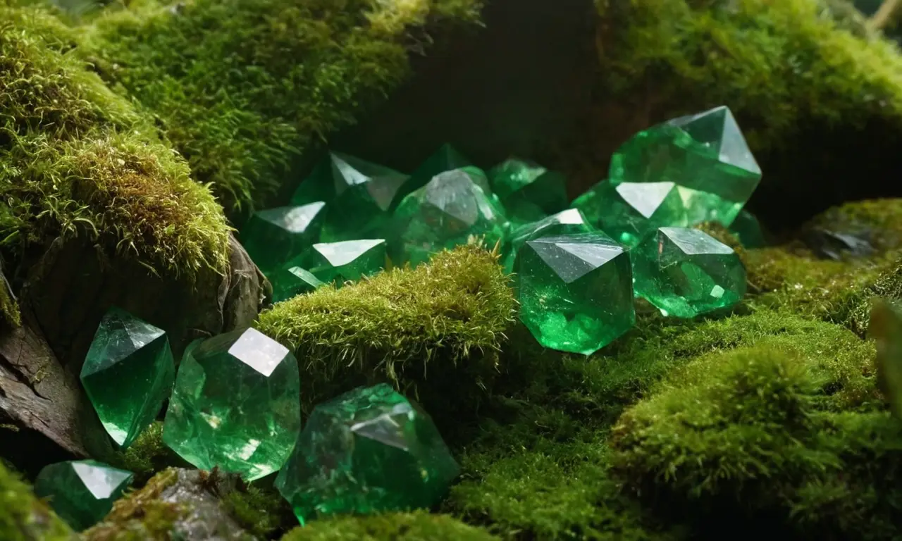 Una piedra preciosa verde esmeralda llena de detalles naturales
