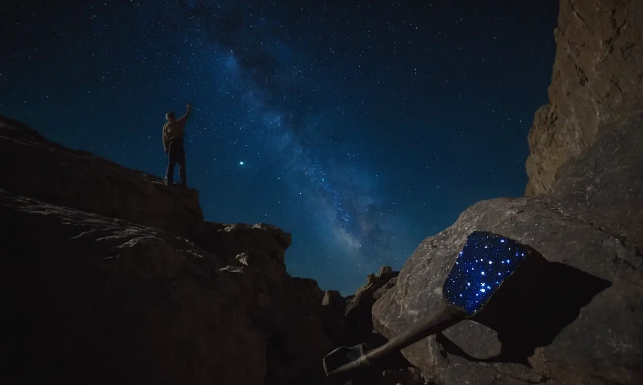 Un zafiro brillante refleja el cielo estrellado