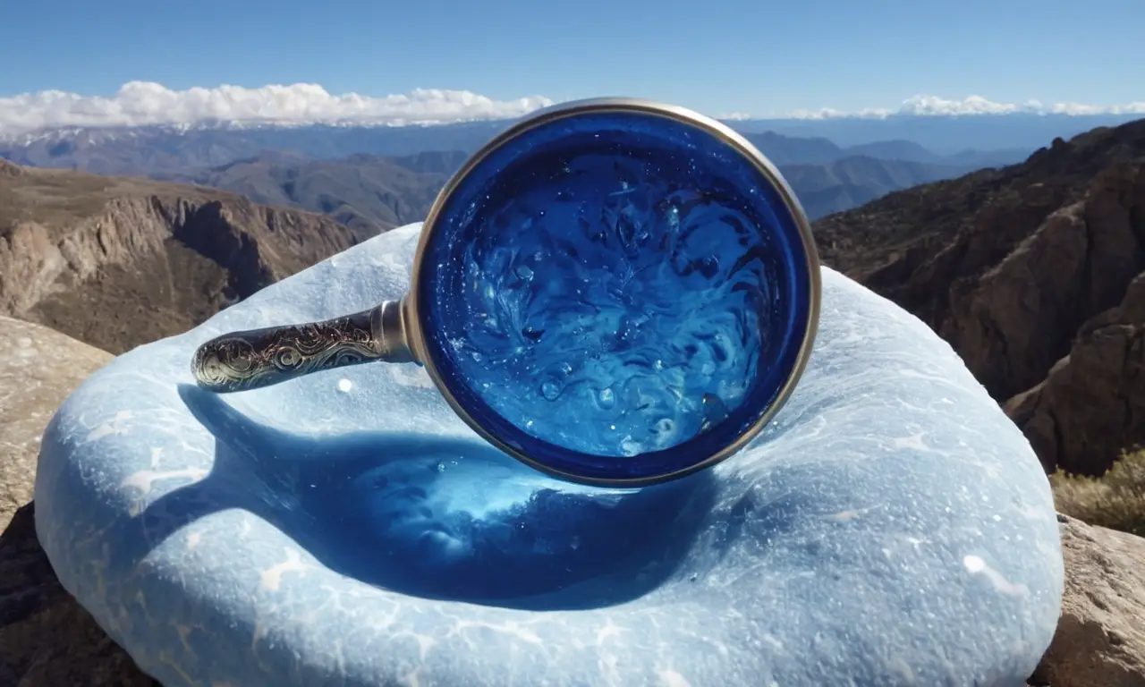 Una piedra azul brillante se limpia bajo el cielo azul