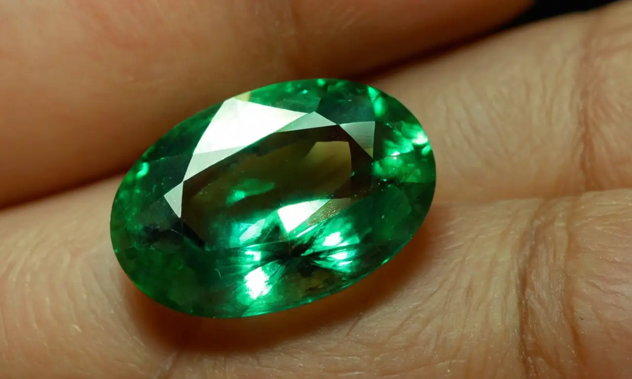 Un zoisite esmeralda con rubíes y oro que brilla con colores vibrantes