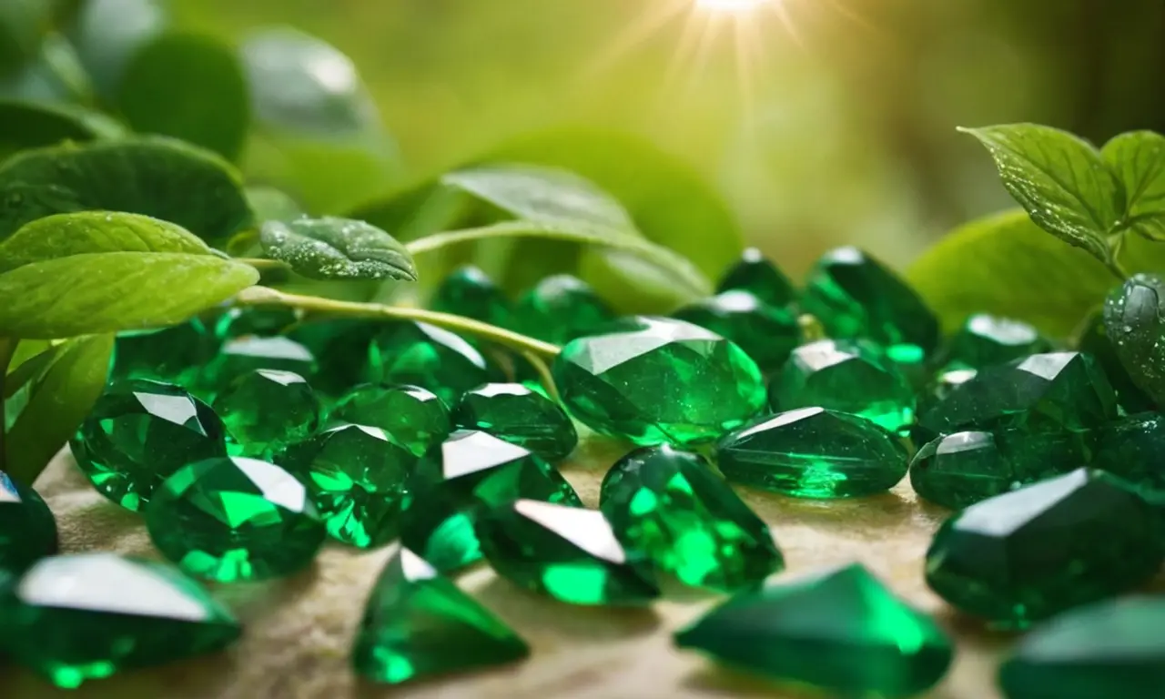 Una joya verde esmeralda envuelta en un diseño elegante y exuberante